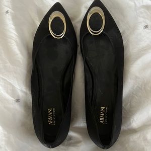 Black Armani flats with silver embellishment. Worn one time. Size 9